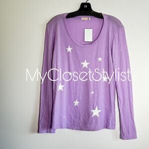 SUNDRY Long Sleeves Star Tee Top NWT! 3 Lilac Purple Cotton Modal t-shirt